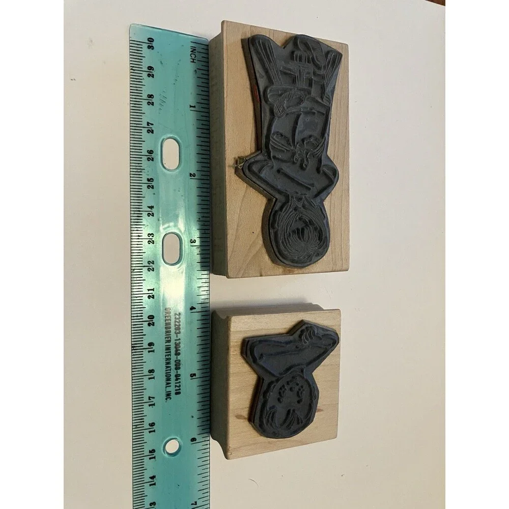 Art Impressions Boy Rubber Stamps Face Back Stool Slingshot Wood Mount Q-1524